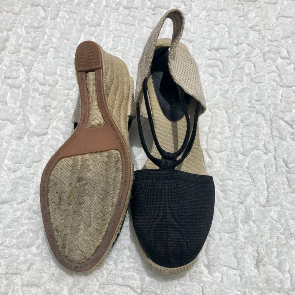 Adrienne Vittadini Espadrille Canvas Wedges SZ 8.5